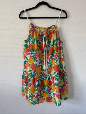J. Crew Multicolor Tropical-Print Dress with Rope Tie V2